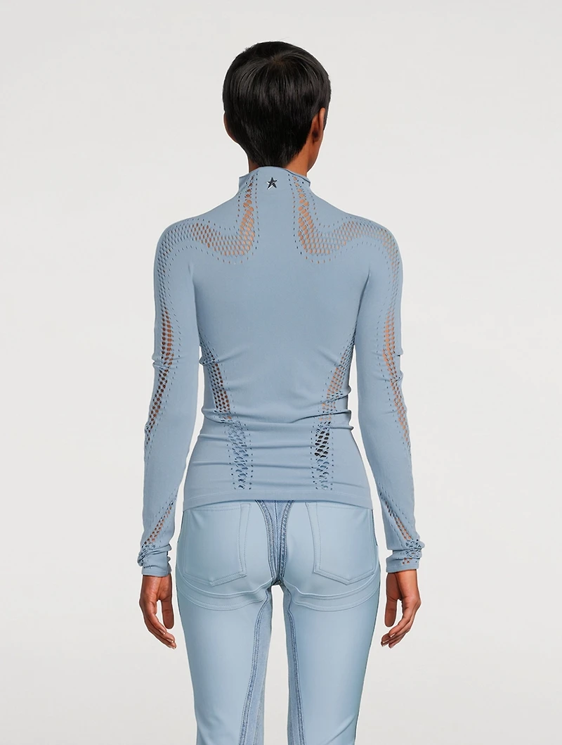 Seamless Cut-Out Turtleneck Top