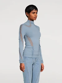 Seamless Cut-Out Turtleneck Top