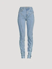 Bi-Material Spiral Skinny Jeans