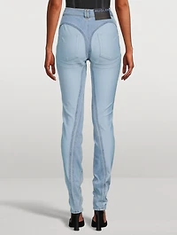 Bi-Material Spiral Skinny Jeans
