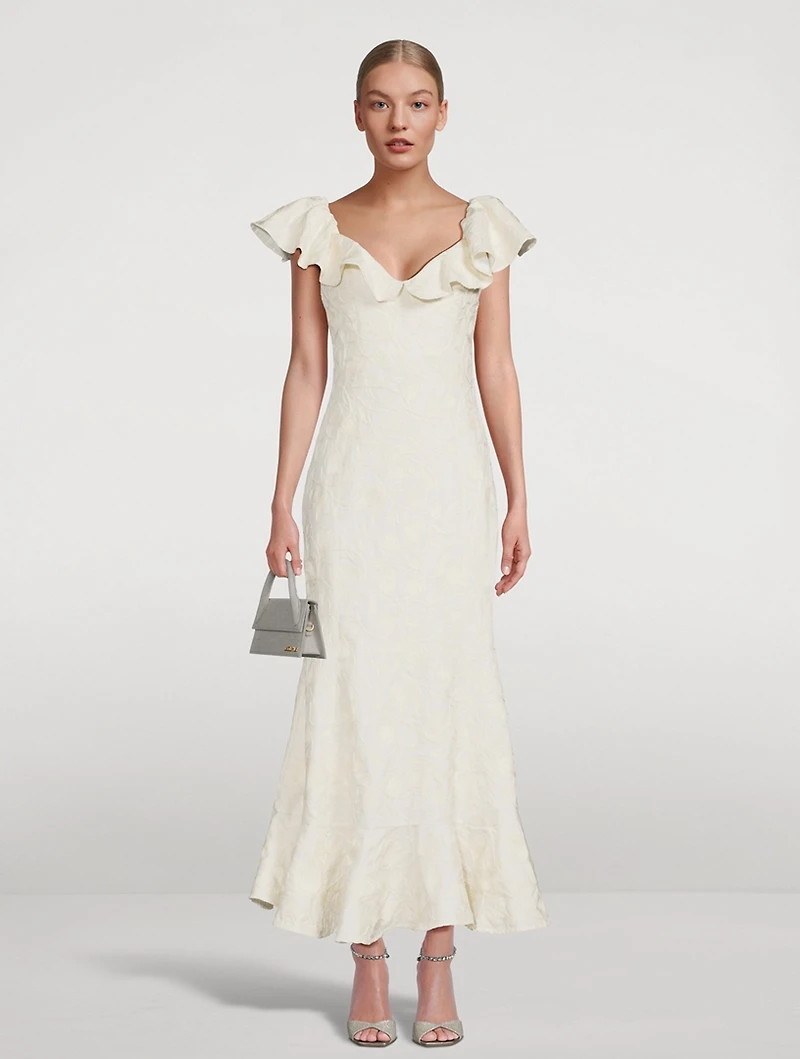 Izote Ruffled Linen Maxi Dress