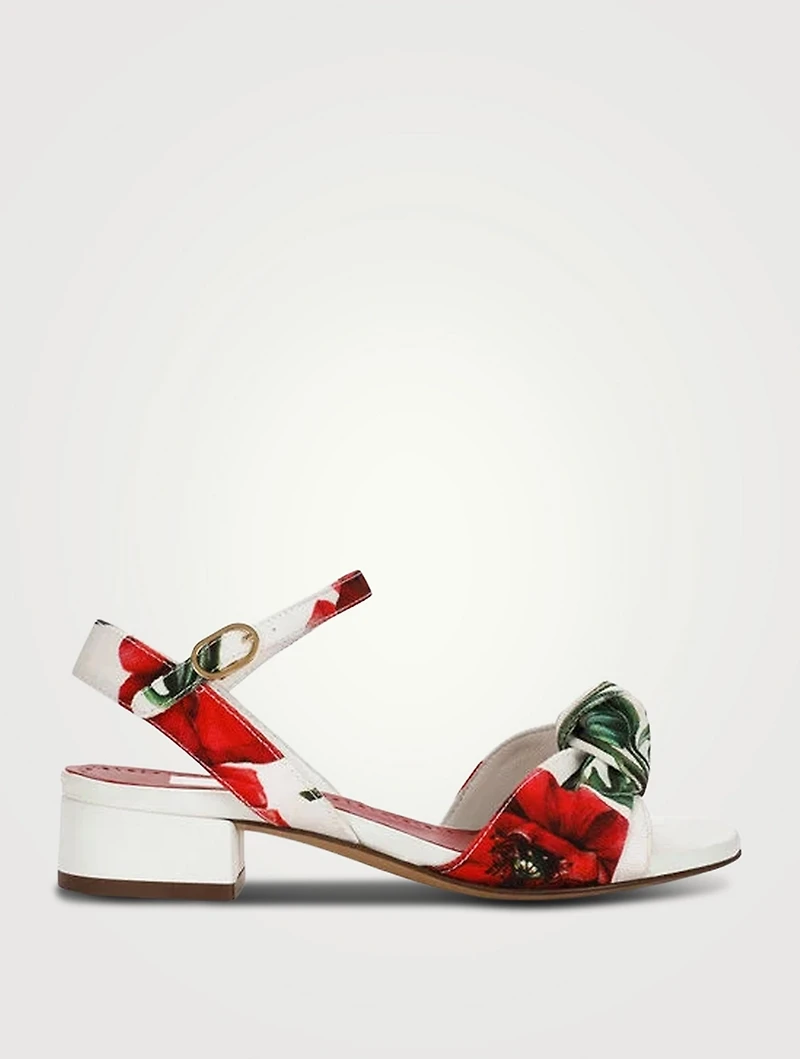 Canvas Heel Sandals Poppy Print