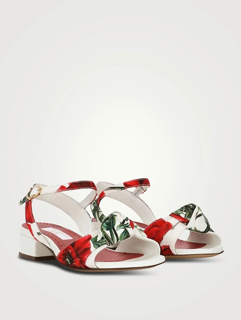 Canvas Heel Sandals Poppy Print