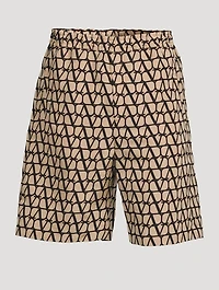 Silk Faille Shorts Toile Iconographe Print