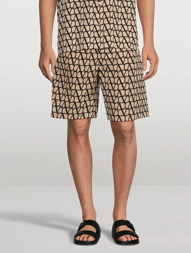 Silk Faille Shorts Toile Iconographe Print