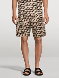 Silk Faille Shorts Toile Iconographe Print