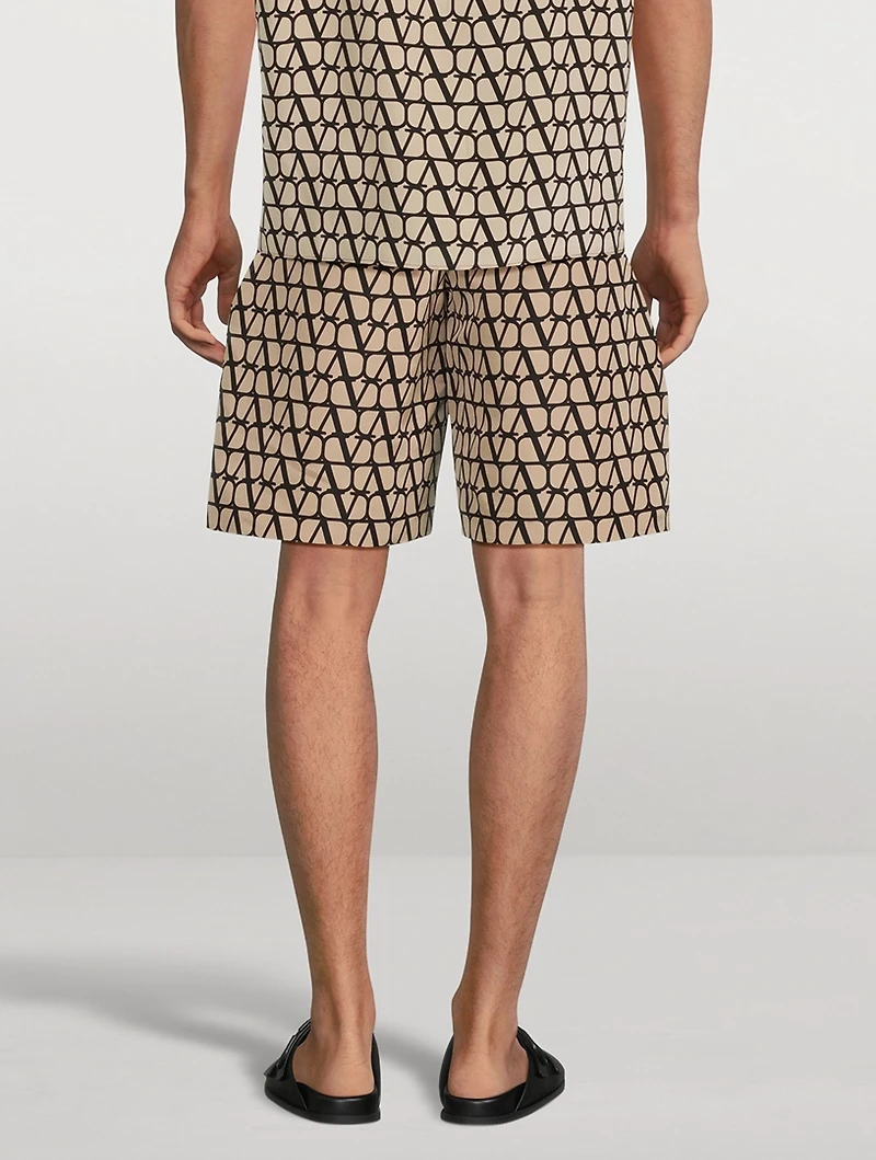 Silk Faille Shorts Toile Iconographe Print