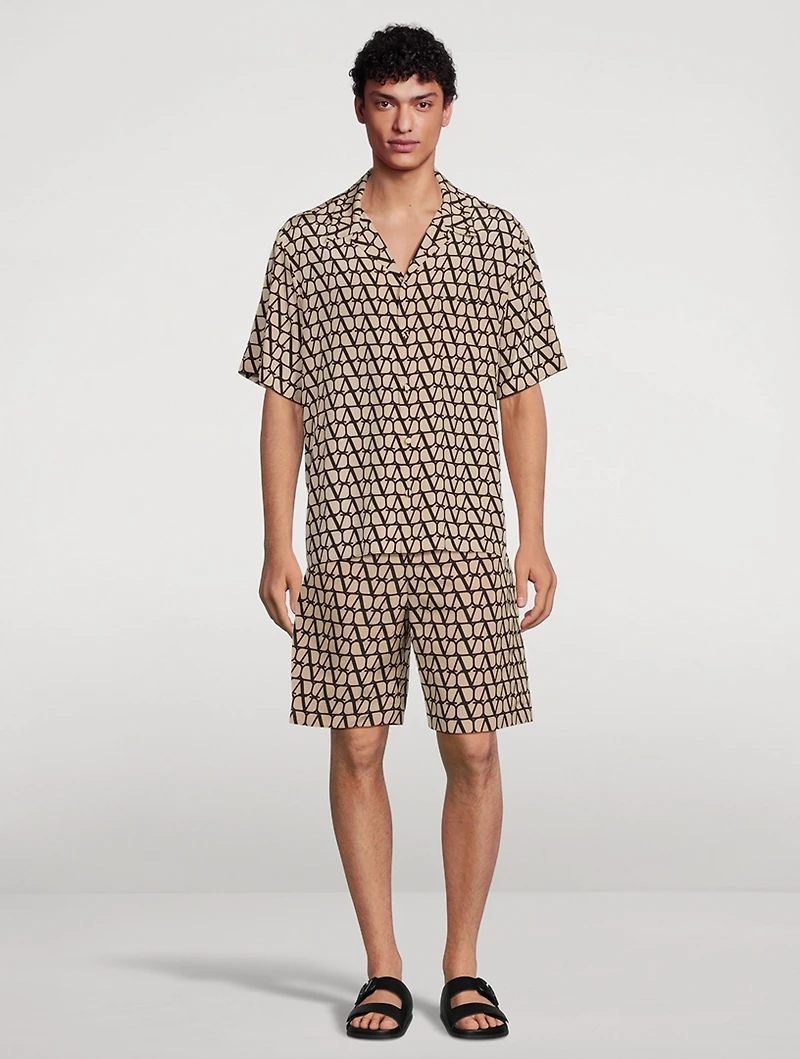 Silk Faille Shorts Toile Iconographe Print