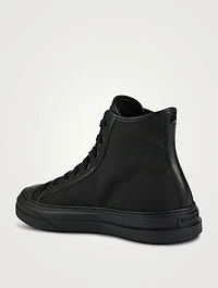 Totaloop Nylon And Leather High-Top Sneakers