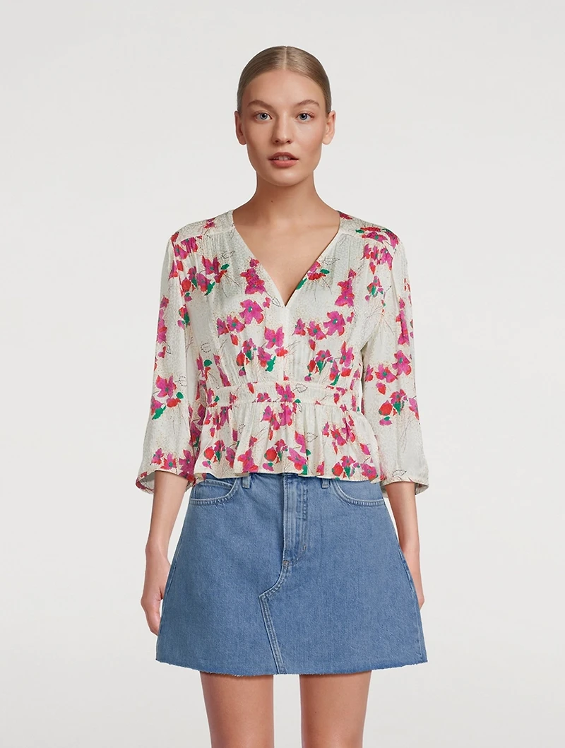 Edon Peplum Top Floral Print
