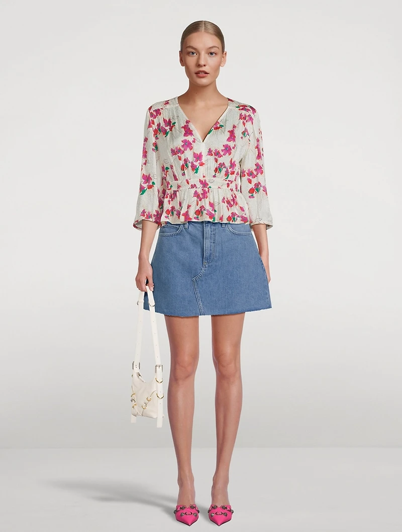 Edon Peplum Top Floral Print