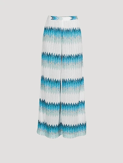 Wide-Leg Pants Wavy Chevron