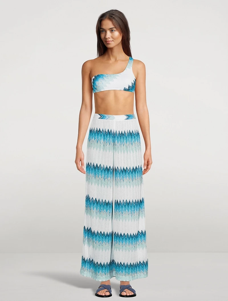 Wide-Leg Pants Wavy Chevron