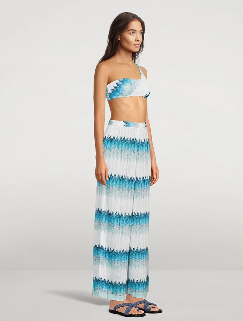 Wide-Leg Pants Wavy Chevron