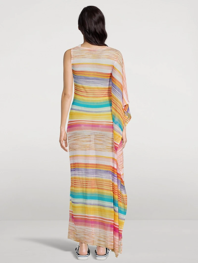 Draped One-Shoulder Maxi Coverup