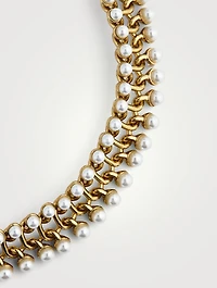 Faux Pearl Small Link Necklace