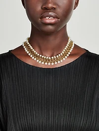 Faux Pearl Small Link Necklace