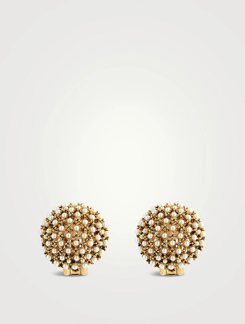 Faux Pearl Dome Clip-On Earrings