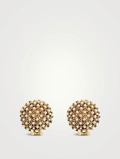 Faux Pearl Dome Clip-On Earrings