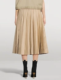 Cotton Gabardine Pleated Midi Skirt