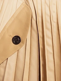 Cotton Gabardine Pleated Midi Skirt