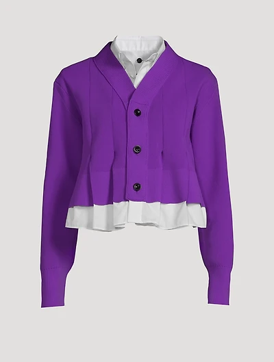 Knit x Poplin Cardigan