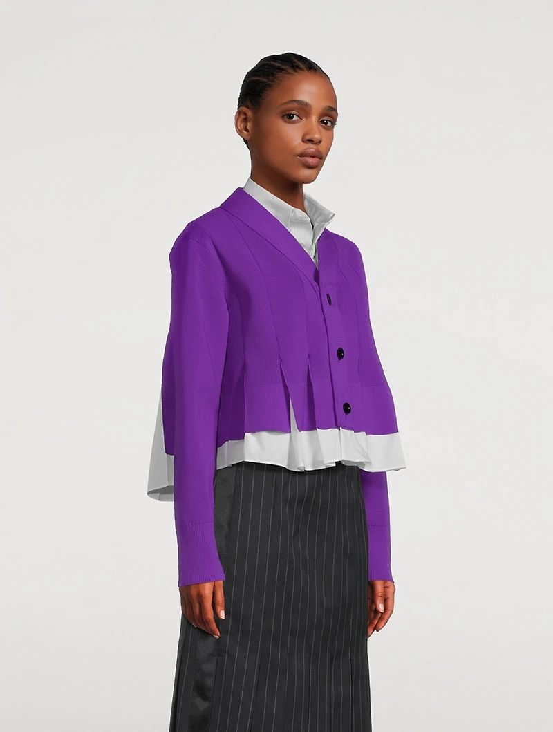 Knit x Poplin Cardigan