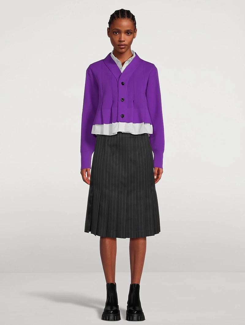 Knit x Poplin Cardigan