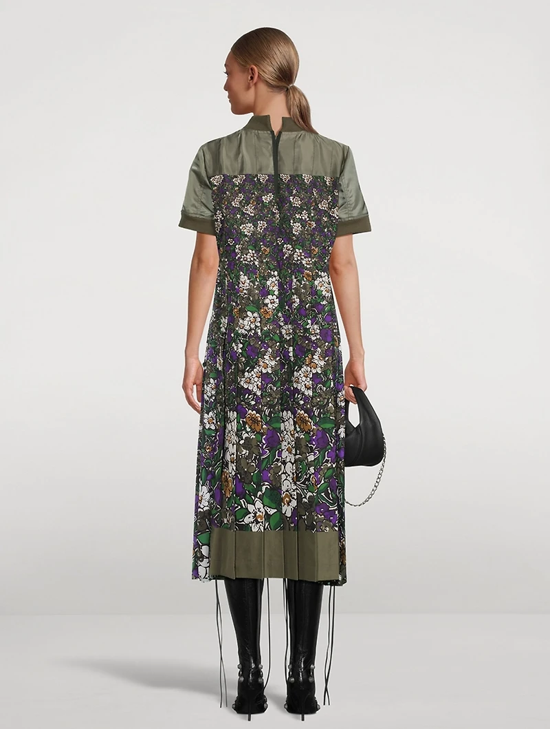 Nylon Bomber Dress Floral Print
