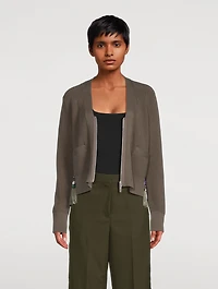 Zip-Front Cardigan Floral Print