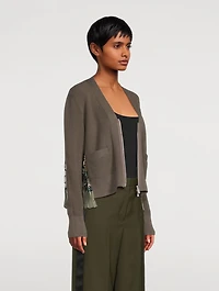 Zip-Front Cardigan Floral Print