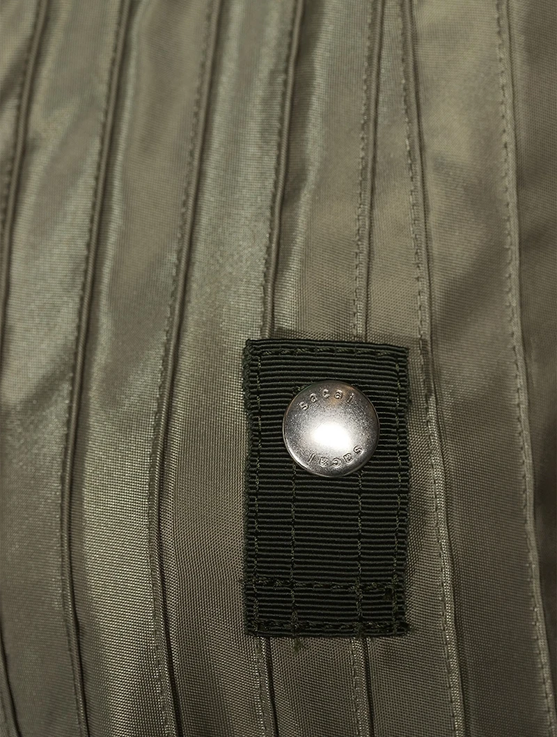 Pleated Nylon Twill Bomber Jacket