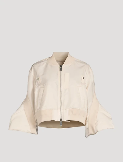 Bell-Sleeve Nylon Bomber Jacket