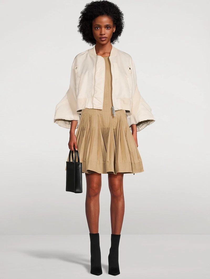 Bell-Sleeve Nylon Bomber Jacket