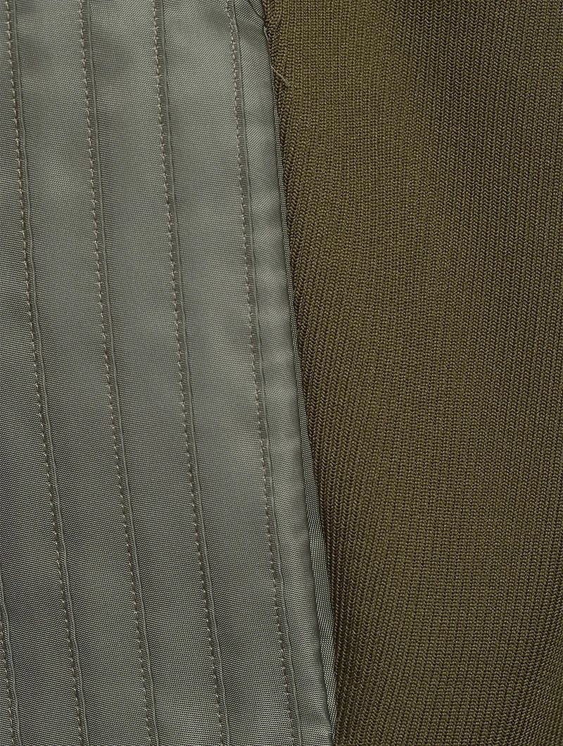 Nylon Twill Pleated Flare Trousers