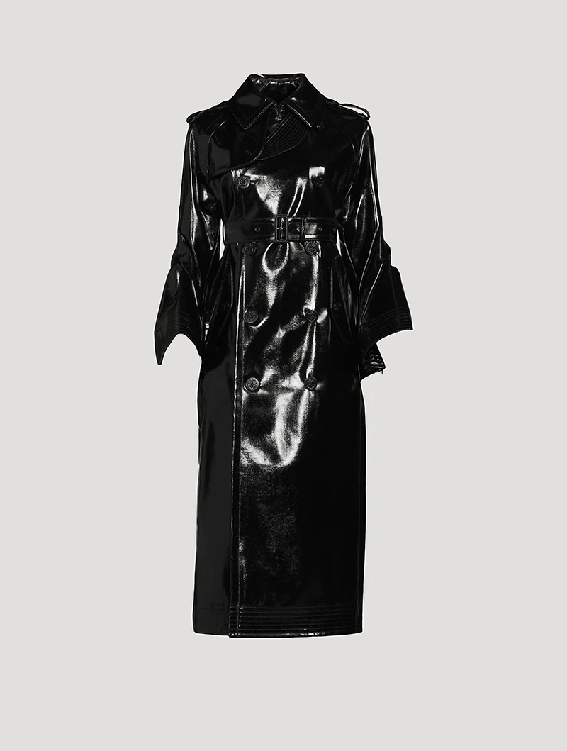 Bell-Sleeve Patent Trench Coat