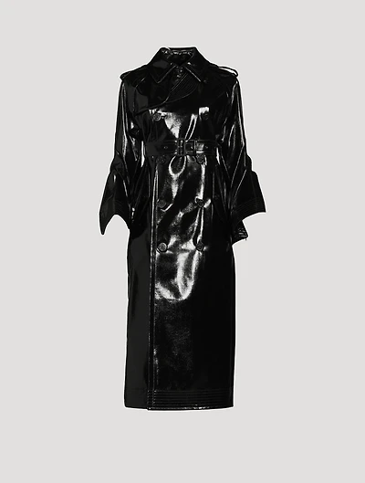 Bell-Sleeve Patent Trench Coat