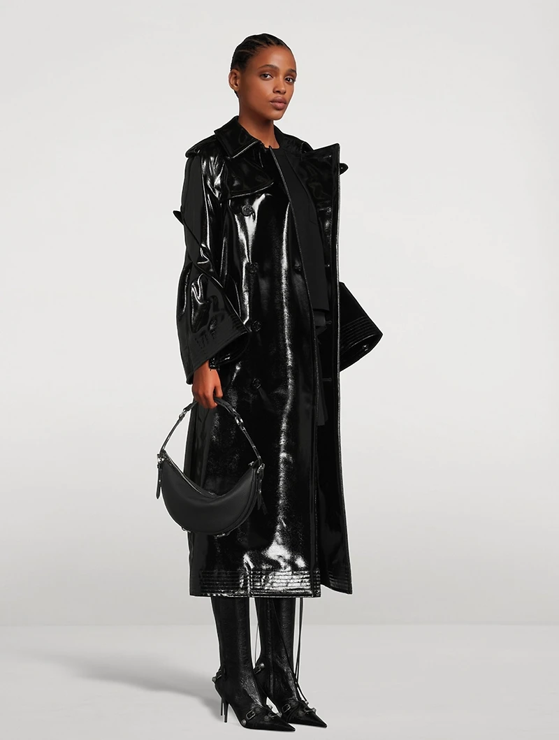 Bell-Sleeve Patent Trench Coat