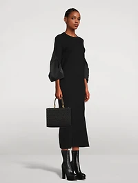 Bell-Sleeve Nylon Twill Mix Dress
