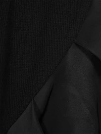 Bell-Sleeve Nylon Twill Mix Dress
