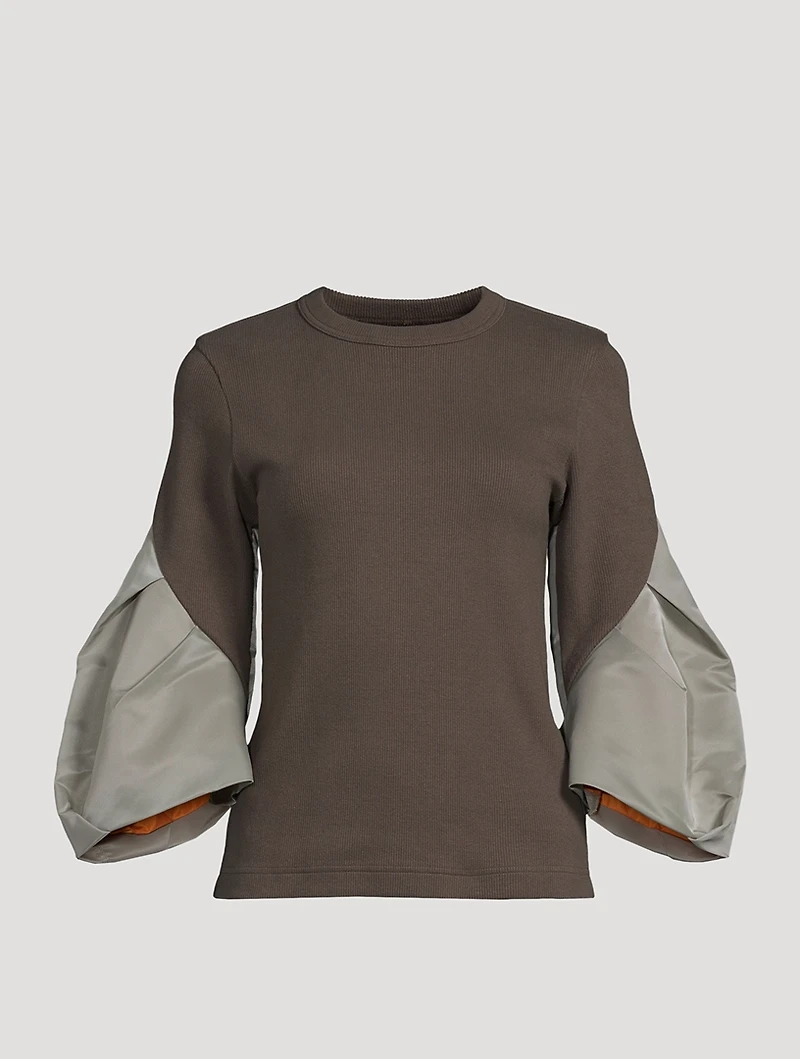 Bell-Sleeve Jersey Sweater