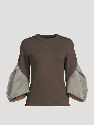 Bell-Sleeve Jersey Sweater