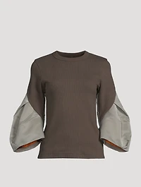 Bell-Sleeve Jersey Sweater