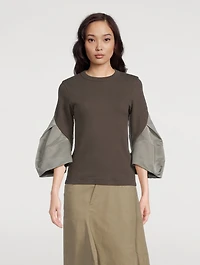 Bell-Sleeve Jersey Sweater