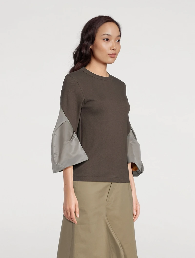 Bell-Sleeve Jersey Sweater