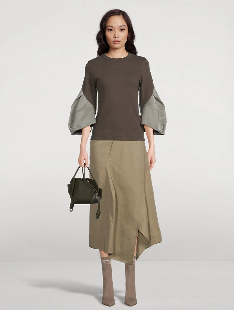 Bell-Sleeve Jersey Sweater