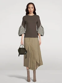 Bell-Sleeve Jersey Sweater