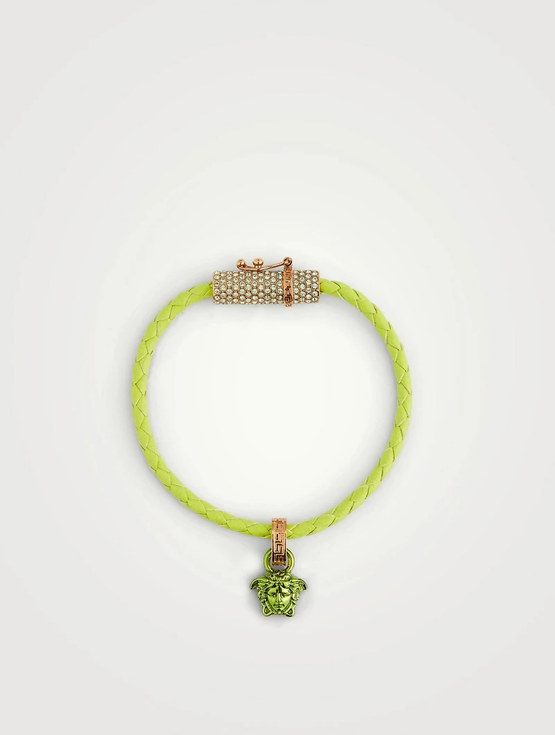 Medusa Head Leather Embellished Bracelet