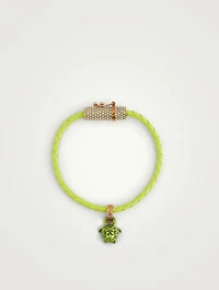 Medusa Head Leather Embellished Bracelet