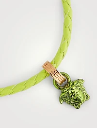 Medusa Head Leather Embellished Bracelet